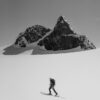 Skikjører på vei over Stølsmaradalsbreen i Hurrungane. Stølsmaradalstinden i bakgrunnen. , fotokunst veggbilde / plakat av Kristian Aalerud