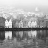 Bryggen i Bergen sort hvitt, fotokunst veggbilde / plakat av Peder Aaserud Eikeland