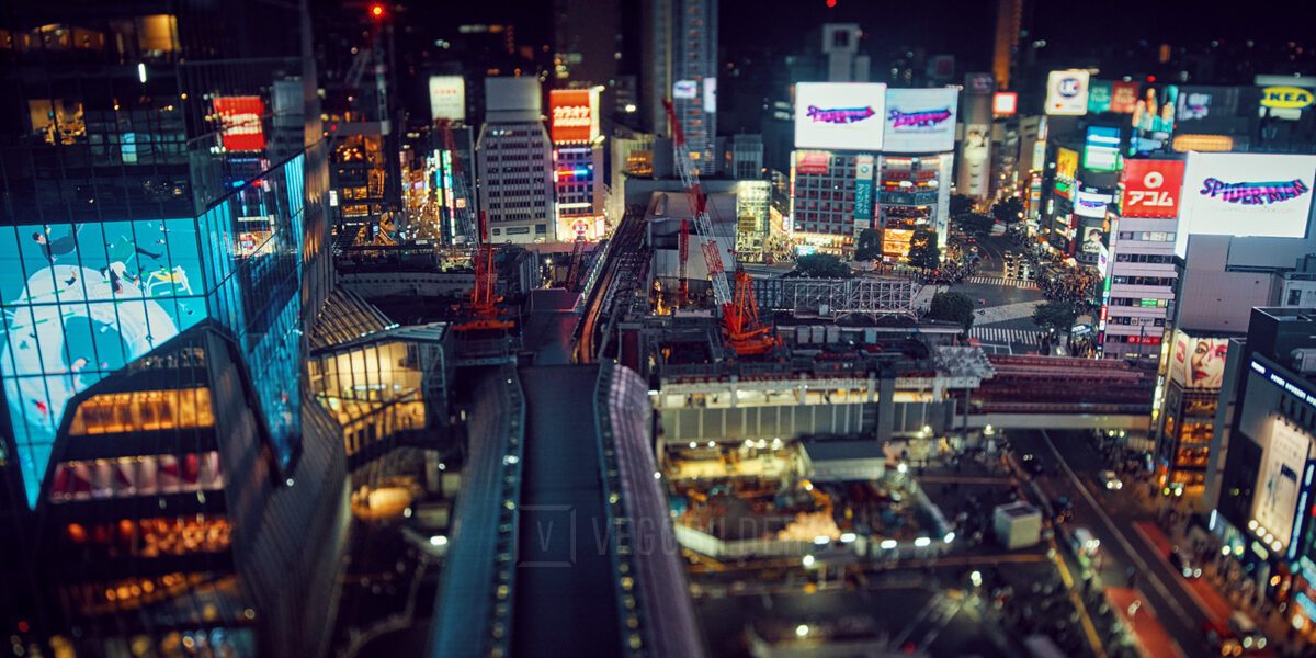 Shibuya - a miniature world pano, fotokunst veggbilde / plakat av Veggbilder