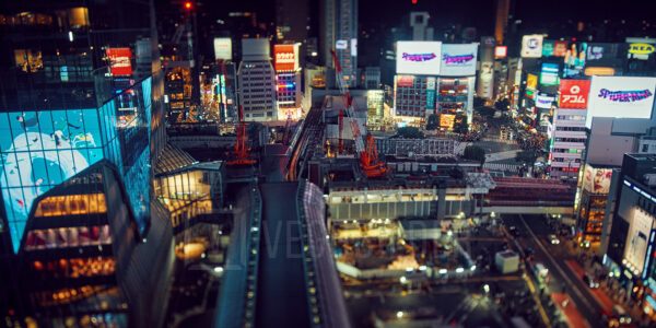 Shibuya - a miniature world pano, fotokunst veggbilde / plakat av Veggbilder